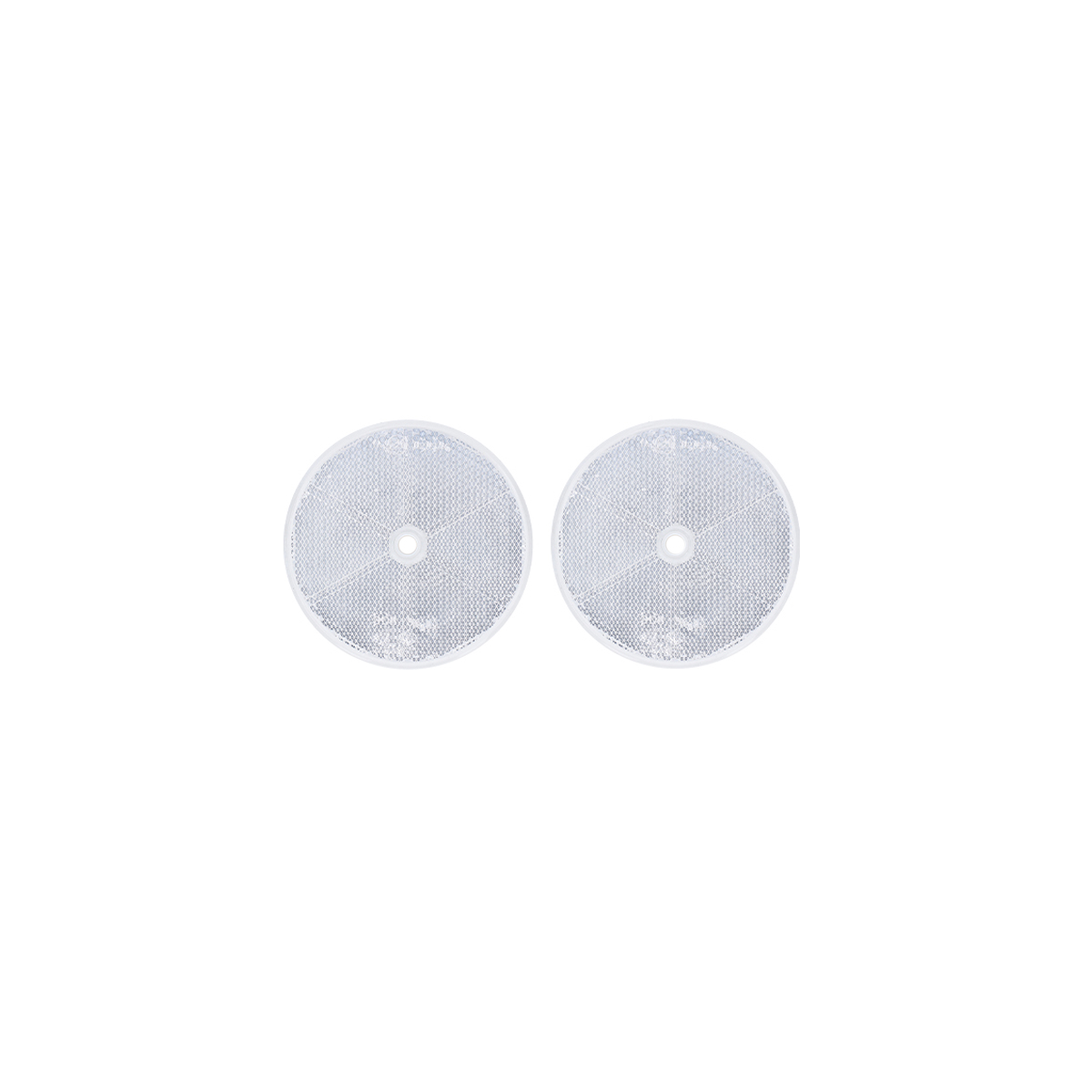 Rund refleks 80 mm hvit selvheftende og skruehull (2-pakke)